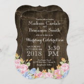  bloemen Rustic Barn Wood Wedding Invites Kaart (Voorkant / Achterkant)