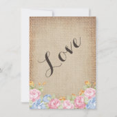 bloemen Rustic Burlap Wedding Invitations Kaart (Achterkant)