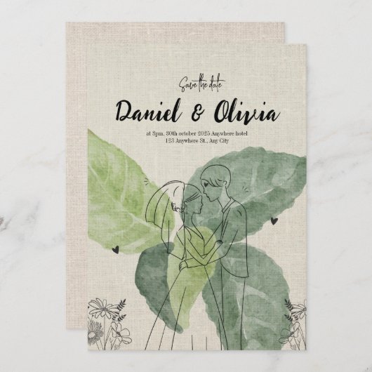 Bloemen Rustiek Bewaar de datum Kaart (Voorkant / Achterkant)