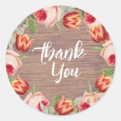  Bloemen Rustiek Boerderij Schuur Bruiloft Dank u Ronde Sticker (Voorkant)