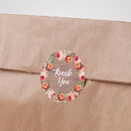  Bloemen Rustiek Boerderij Schuur Bruiloft Dank u Ronde Sticker