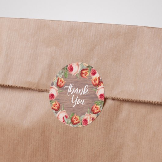  Bloemen Rustiek Boerderij Schuur Bruiloft Dank u Ronde Sticker