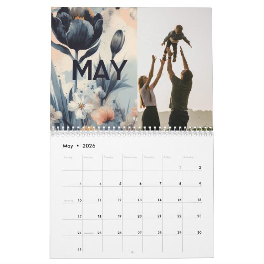 Bloemen rustiek  elegant boho kalender (Mei 2026)