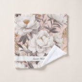 Bloemen rustiek  elegant grijs bad handdoek (Wasdoekje)