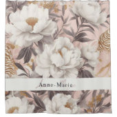 Bloemen rustiek elegant grijs douchegordijn (Voorkant)