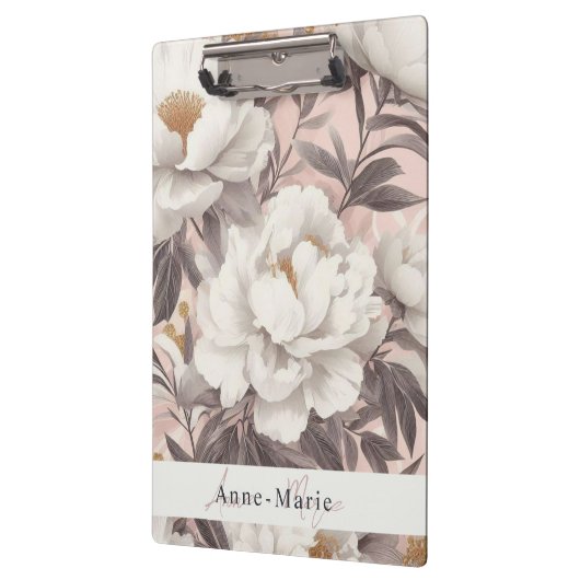 Bloemen rustiek  elegant grijs klembord (Links)