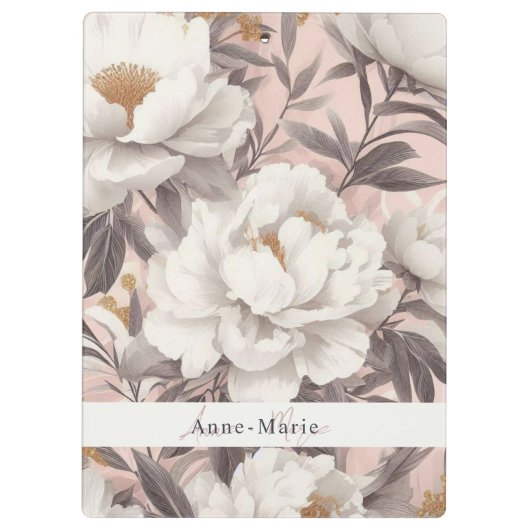 Bloemen rustiek  elegant grijs klembord (Achterkant)