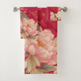 Bloemen rustiek  elegant rood bad handdoek