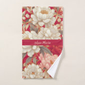 Bloemen rustiek elegant rood bad handdoek (Handdoek)