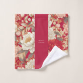 Bloemen rustiek elegant rood bad handdoek (Wasdoekje)