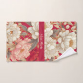 Bloemen rustiek elegant rood bad handdoek (Handdoek)