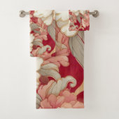Bloemen rustiek  elegant rood bad handdoek (Insitu)