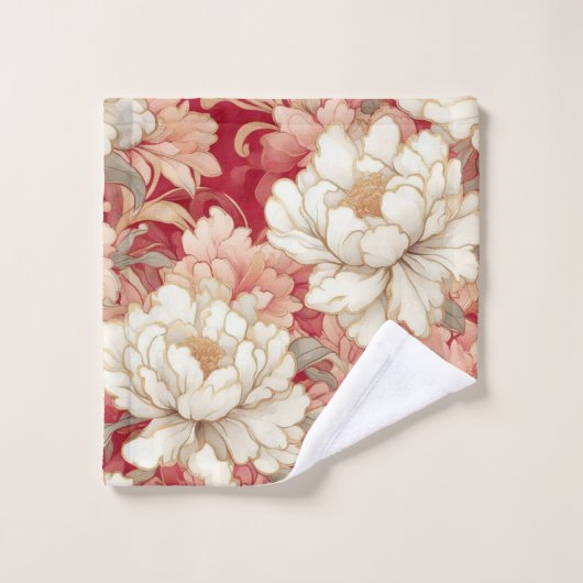 Bloemen rustiek  elegant rood bad handdoek (Wasdoekje)