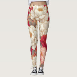 Bloemen rustiek  elegant rood leggings