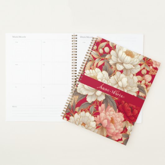 Bloemen rustiek elegant rood planner (Display)