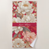 Bloemen rustiek  elegant rood strandlaken (Voorkant)