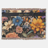 Bloemen rustiek  elegant zwart deken (Voorkant)