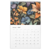 Bloemen rustiek  elegant zwart kalender (Jan 2027)