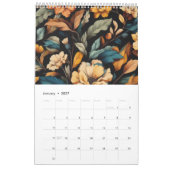 Bloemen rustiek  elegant zwart kalender (Jan 2027)