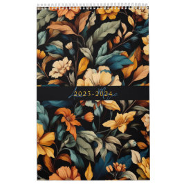 Bloemen rustiek  elegant zwart kalender