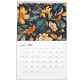 Bloemen rustiek  elegant zwart kalender (Mar 2026)
