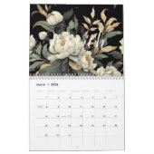 Bloemen rustiek  elegant zwart kalender (Mar 2026)