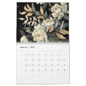 Bloemen rustiek  elegant zwart kalender (Feb 2026)