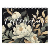 Bloemen rustiek elegant zwart kalender (Hoes)