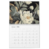 Bloemen rustiek  elegant zwart kalender (Jan 2026)