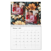 Bloemen rustiek elegant zwart kalender (Feb 2027)