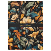 Bloemen rustiek  elegant zwart klembord (Achterkant)