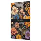 Bloemen rustiek  elegant zwart klembord (Links)