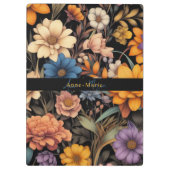 Bloemen rustiek  elegant zwart klembord (Achterkant)