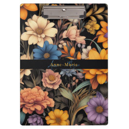 Bloemen rustiek elegant zwart klembord