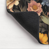 Bloemen rustiek elegant zwart muismat (Hoek)