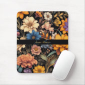 Bloemen rustiek elegant zwart muismat (Met muis)