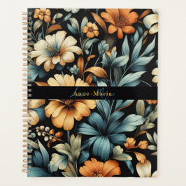 Bloemen rustiek  elegant zwart planner