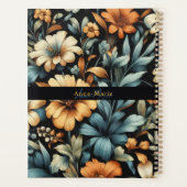 Bloemen rustiek  elegant zwart planner (Achterkant)