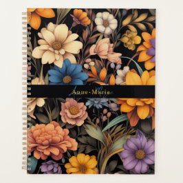 Bloemen rustiek elegant zwart planner