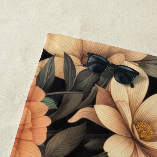 Bloemen rustiek  elegant zwart strandlaken (In situ)