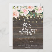 Bloemen rustiek hout Laten we de verjaardag vieren Kaart (Voorkant)