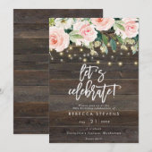 Bloemen rustiek hout Laten we de verjaardag vieren Kaart (Voorkant / Achterkant)