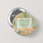 Bloemen Rustiek Hout "Maid of Honor" Bruiloft Butt Ronde Button 5,7 Cm (Voorkant /achterkant)