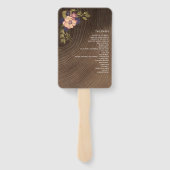 Bloemen Rustiek Hout Trouwprogramma Hand Fan Handwaaier (Achterkant)