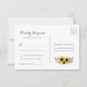 Bloemen Rustiek Hout Zonnebloem Bruiloft Briefkaar Kaart (Voorkant)