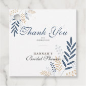 Bloemen Rustiek Navy Blue Vrijgezellenfeest Classi Bedankjes Labels (Voorkant)