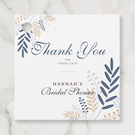 Bloemen Rustiek Navy Blue Vrijgezellenfeest Classi Bedankjes Labels (Voorkant)