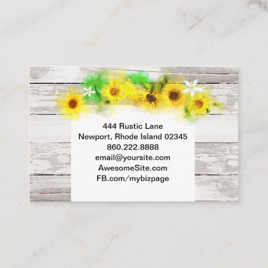 Bloemen Rustiek Oud Hout Zonnebloemen Citroenen Visitekaartje (Achterkant)