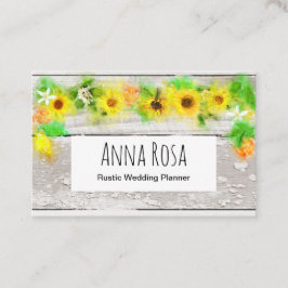 Bloemen Rustiek  Oud Hout Zonnebloemen Citroenen Visitekaartje
