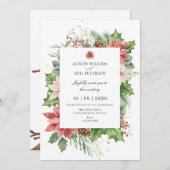 Bloemen Rustiek Rood en groen bruiloft Kaart (Voorkant / Achterkant)